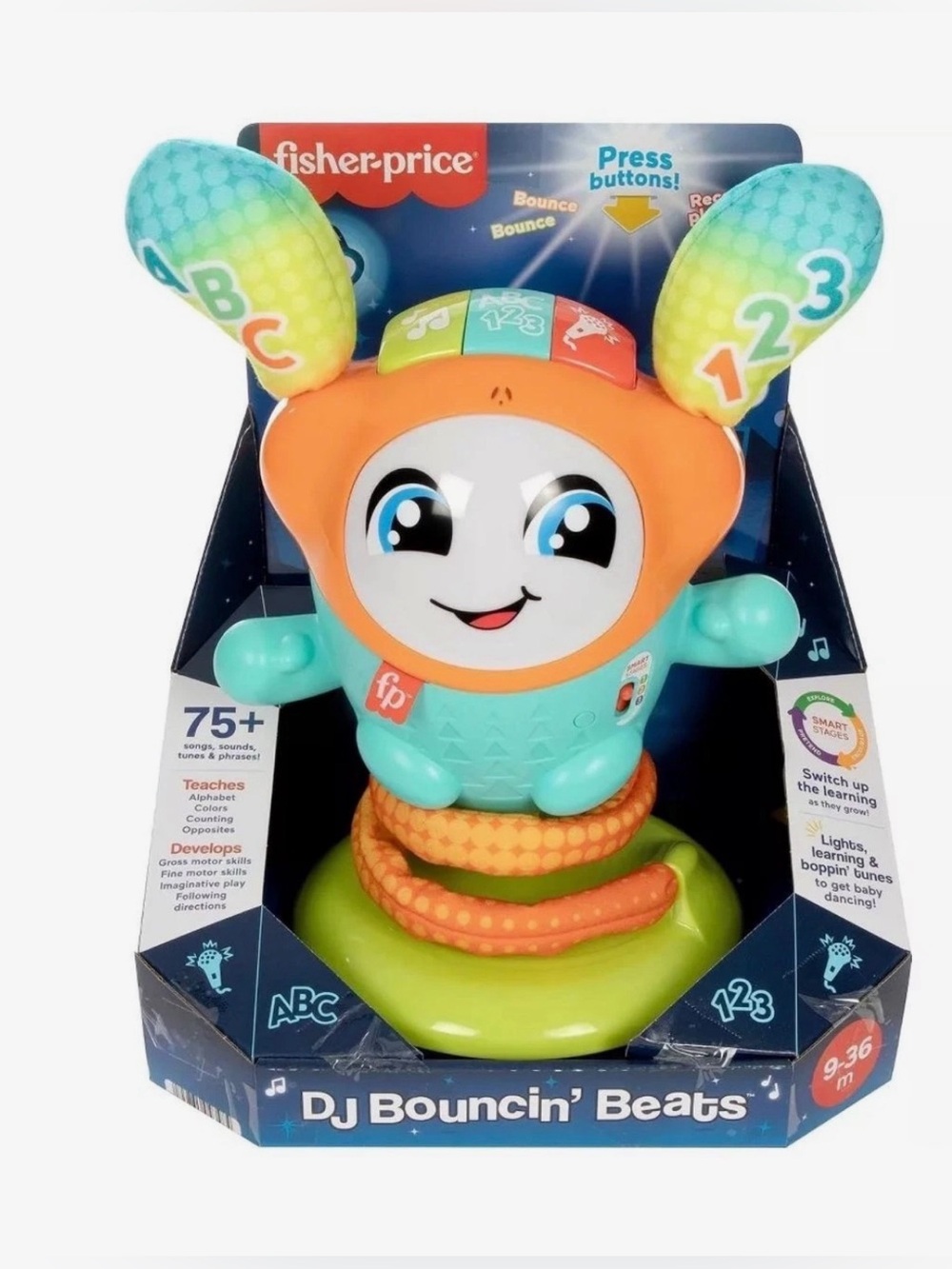 Fisher-Price DJ Bouncin' Beats Baby Toy - Orange & Teal - Picture 3 of 7